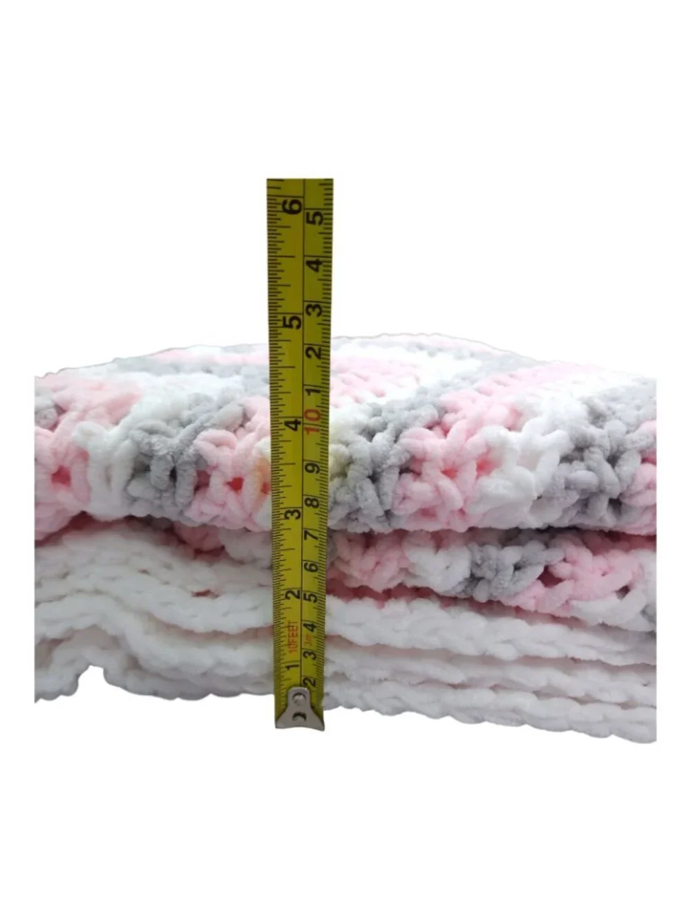 Star Shaped Hand Crocheted Throw Blanket Soft Fluffy Hand Made Crochet Pink Gray